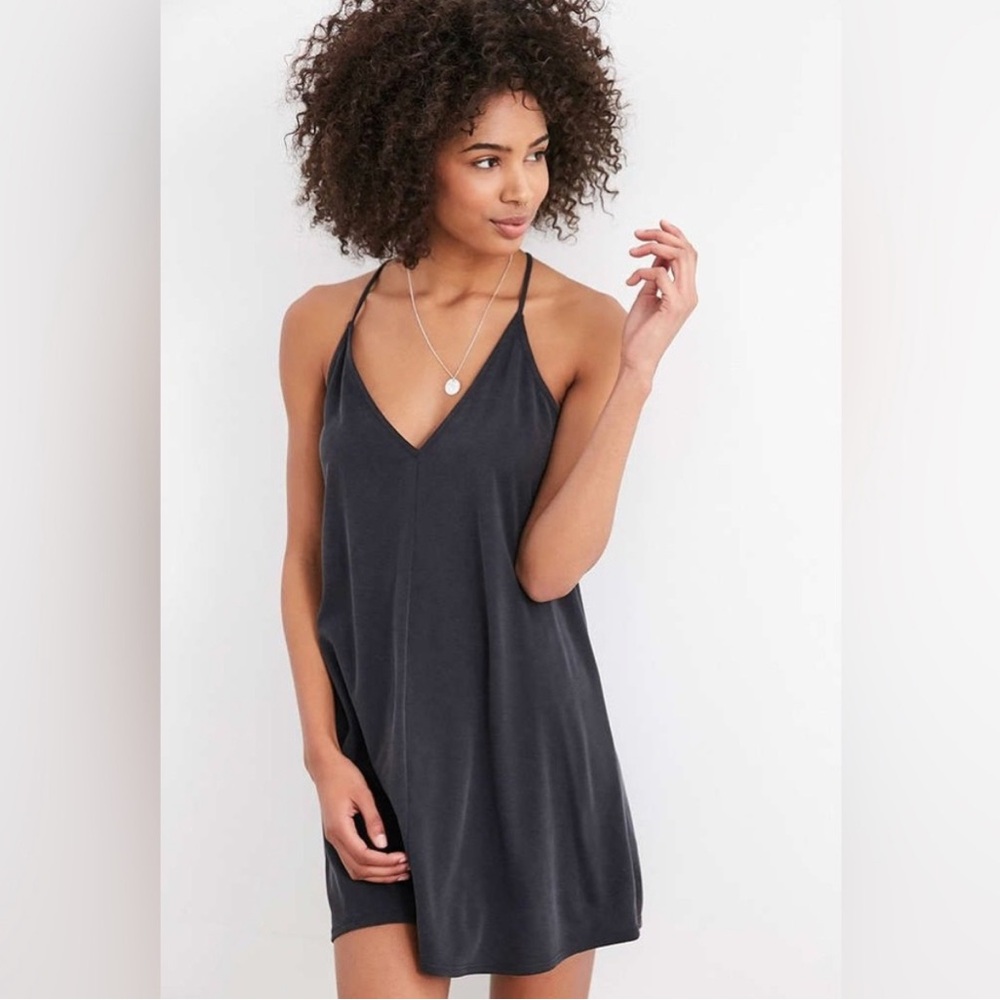 Silence & Noise Dark Charcoal Slip Dress